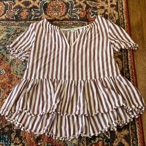 Madewell Striped Peplum Tiered Blouse
